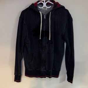 Heritage Men's Black Zip-Up Hoodie with Maroon Lined Hood